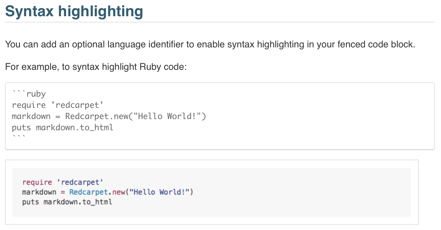 GitHub syntax highlighting